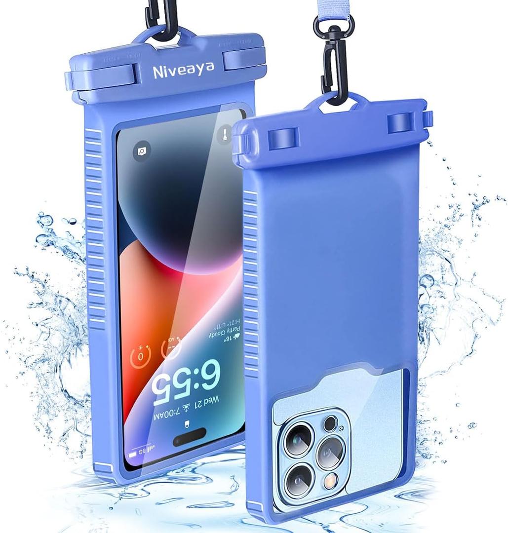 Niveaya IPX8 Waterproof Phone Pouch Case Compatible for iPhone 17 16 15 14 13 12 Pro Max Up to 7", Cruise Ship Essentials Must Haves Dry Bag for Vacation Beach Travel Kayak Accessories (Pack of 1, Light blue)