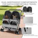 Double Pet Stroller for 2 Small Dogs & Cats, Side-by-Side Twin Travel Carriage with Safety Leashes, Mesh Windows & Double Storage Baskets, Lightweight & Foldable, 44lbs Capacity, Gray