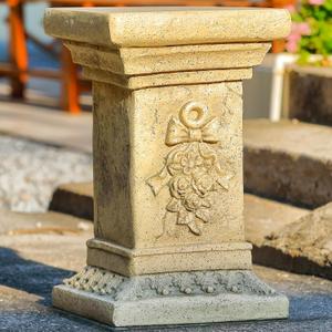19" MgO Garden Pedestal Stand with Bow Design, Weatherproof Statue Riser
