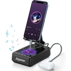 Gifts for Men Women, 10,000mAh Charging Phone Stand with Cables and Bluetooth Speaker, 360 Rotatable Angle Cell Phone Holder with HD Stereo Sound Fits Phones,Tablet (Black)