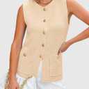 PRETTYGARDEN Women's 2026 Spring Sweater Vest Sleeveless Button Down Knit Cardigan Tank Tops Summer Business Casual Outfits (Beige, S)