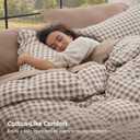 Bedsure King Comforter Set Brown Gingham, Soft Fall Bed 3 pcs 104"x90"