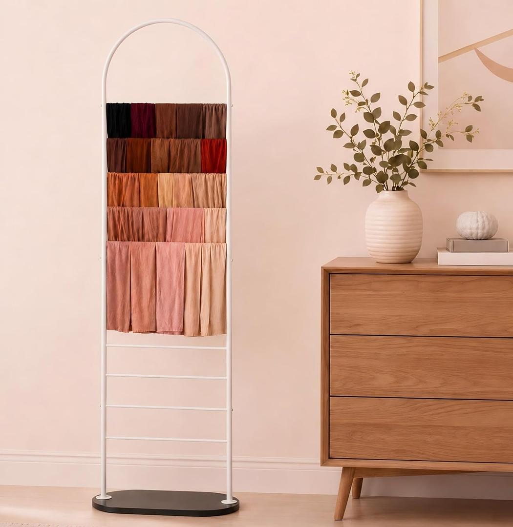 Geetery 11 Tier Hijab Organizer Stand Freestanding Metal Hijab Rack with Quartz Base Space-Saving Floor Standing Scarf Organizer for Clothing Store Home Bedroom Retail Store, 170 x 33 x 60 cm