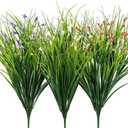 Melorca&Guilla Artificial Plants Outdoor 3PCS 23 Fake Tall Grass,Faux Grass Plant,Artificial Greenery Shrubs Bushes for Garden Porch Window Box Shop Office Home Dcor (Calla Lily+grass)