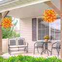 2PCS Artificial Hanging Flowers Outdoors Fake mums Plants Garden Home Decoration Fall Decor Morning Glory for Outside Planter Front Porch Patio Indoor Home Wedding Garden Porch Window Decoration