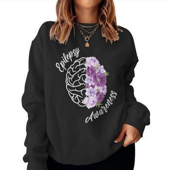 Epilepsy Awareness Flowers Epilepsy Warrior Sweatshirt Black Medium