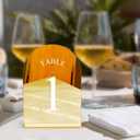 JOYIT Arch Wedding Table Numbers 1-50 with Stands 5" X 7" Acrylic Mirrored Gold Table Number Holders, Perfect for Wedding Receptions, Parties, Anniversaries, and Events