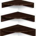 Alsonerbay Corner Shelf Wall Mount, Set of 3 Floating Shelves for Storage and Display, Rustic Wood Shelves for Bedroom, Kitchen, Living Room, Nursery and Office (Dark Brown)