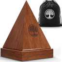 YF&CO SIGNATURES Premium Walnut Handcrafted Wooden Urn for Human Ashes Adult – Pyramid Memorial Ashes Holder for Men & Women – urn for Human Ashes - 220 lbs Capacity Decorative Remembrance Piece