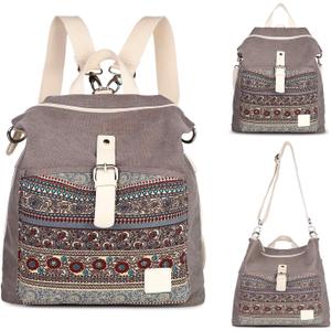 Backpack Purse Women Girls Canvas Backpack/Rucksack Convertible Shoulder bag Casual Daypack (Gray)