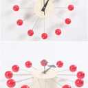 SHISEDECO Mid Century Painted Solid Wood Non Ticking Decorative Modern Silent Wall Clocks Retro Design for Home, Kitchen, Living Room, Office etc.,(Ball Clock in Red)