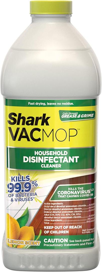 Shark VACMOP Household Disinfectant Cleaner Refill 2L Bottle, Compatible with VM252 & VM180, Cleans & Disinfects Sealed Finished Floors, Stone, Laminate & Tiles, Lemon Scent, VCD60