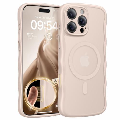 TAURI Magnetic for iPhone 16 Pro Max Case, Cute Wavy Design [Full Camera Protection] [Compatible with Magsafe] Anti-Slip Translucent Matte Case for iPhone 16 Pro Max for Women Girls, Desert