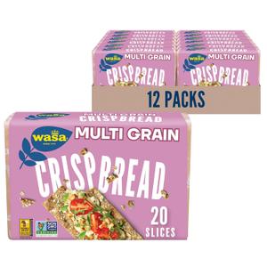 Wasa Multi Grain Crispbread, 9.7 oz (Pack of 12), Multigrain Crackers, Non-GMO Ingredients, Fat Free (BBD 2026 JAN 31)