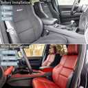 for Dodge Durango 2011-2020 Car Armrest Cover Center Console Pad Covers Scratch Resistance Box Cover Leather Protector Pad Interior Decoration Accessories (Carbon Fiber+Red)