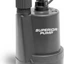 Superior Pump 91250 1800GPH Thermoplastic Submersible Utility Pump with 10-Foot Cord, 1/4 HP