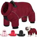 SOFITEE Dog Coat, Waterproof Dog Jacket for Winter, Warm Fullbody Dogs Snowsuit, Winter Coat for Small Dogs, Zip Up Pet Puffer Jacket Fleece Vest, Outdoor Reflective Pet Coats, Christmas Red, S (Burgundy)