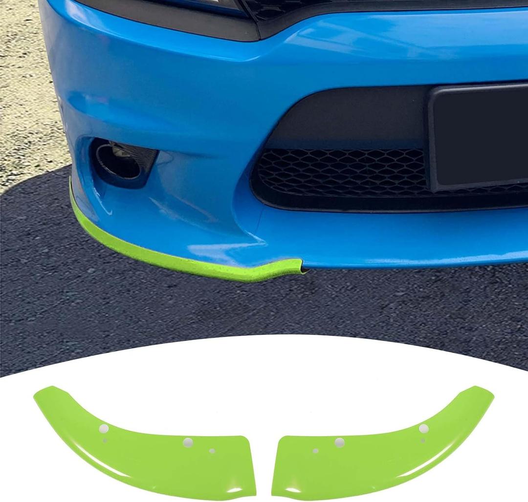 for Charger Front Bumper Lip Splitter Protector Cover Trim for 2015-2023 Dodge Charger Green Exterior Accessories 2pcs, Not for SXT/Widebody