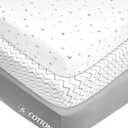 American Baby Company 3 Pack Fitted Mini Crib Sheet 24" x 38", Soft Breathable Neutral 100% Cotton Jersey Portable Sheet, Gray Star/Zigzag, for Boys and Girls, Fits Most Pack N Play Mattresses (Grey Star/Zigzag)