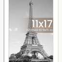upsimples 11x17 Picture Frame, Display Pictures 9x15 with Mat or 11 x 17 Without, Wall Hanging Poster Frames, White, 1 Pack