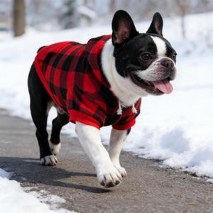 KOOLTAIL Dog Christmas Hoodie for Small Medium Large Dogs - Red Plaid Dog Christmas Outfit Sweater with Hat & Pocket for Cold Winter, Warm Soft Hooded Sweatshirt Clothes for Puppy Cats Girls Boys S