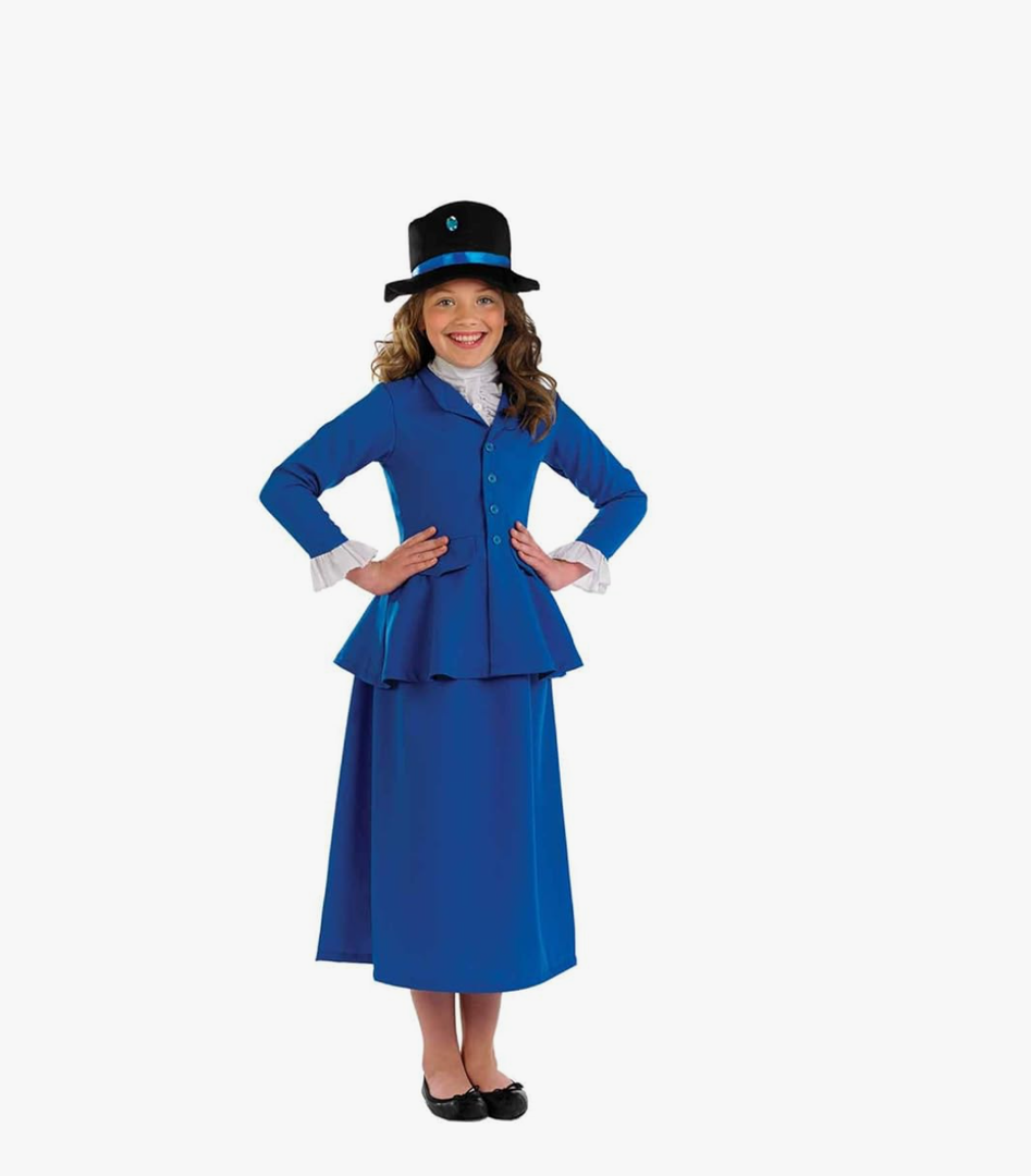 fun shack Girls Victorian Nanny Costume, Kids Pioneer Dress, Historical Costume for Girls, Classic Dress-Up Outfit XL