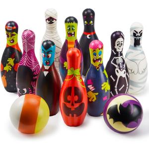JOYIN Halloween Foam Bowling Set for Kids Toys Party Supplies, Get-Together Party, Game Day Events, Indoor Outdoor Toy Game with 10 Pins & 2 Balls Fun Sports Games, Birthday Parties