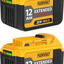 2-Pack 12000mAh High-Capacity Replacement for Dewalt 20V MAX Battery, Compatible with Dewalt 20V Lithium Battery DCB200 DCB201 DCB203 DCB204 DCB205 DCB206 DCB207 Series Cordless Power Tools