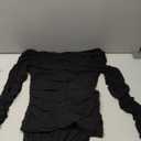 PRETTYGARDEN Women's Fall Off The Shoulder Maxi Dress Spring Long Sleeve Ruched Fitted Bodycon Club Dresses with Slit (S, Black)