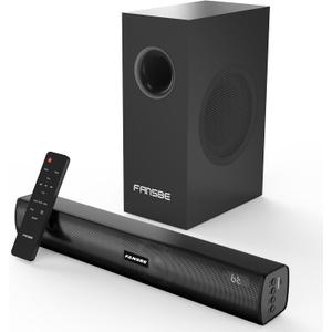 Home Theater Sound Bar Subwoofer, Sound Bar Bluetooth Surround Speakers, TV Speakers Sound Bars Bluetooth Hdmi(ARC) Optical Coaxial AUX USB 2.1ch Home Audio Sound System TV PC Wall MountS, Black