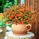 Fall Decor, Fake Mums, 24 Bundles Fall Flowers, UV Resistant Artificial Mums for Outdoors, Faux Mums for Outside, Fall Flowers Plants Artificial for Decoration For Home Porch Thanksgiving - Orange Red