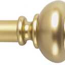 Gold Curtain Rod 72-144" Adjustable, Patented Quick Easy Installation Hardware, No Tools Option, 1" Rod Durable Steel Construction, Supports Heavy Fabrics, Traditional Knob Finial