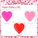 Gatherfun 48Pcs Heart Shaped Paper Plates Set - Romantic Red Heart Tableware for Valentine's, Anniversary Party Supplies & Valentine's Day Party Decorations
