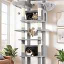 Globlazer XXL Giant Cat Tree, 83 Inch Heavy Duty Tall Cat Tower for Indoor Cats Large Adult, Multi-Level Large Cat Condo with 8 Scratching Posts, Hammock, 2 Cat Caves, 2 Platform, F83B, Light Grey