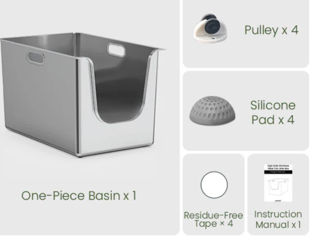 Ptlom High-Sided Cat Litter Box -Side Entry