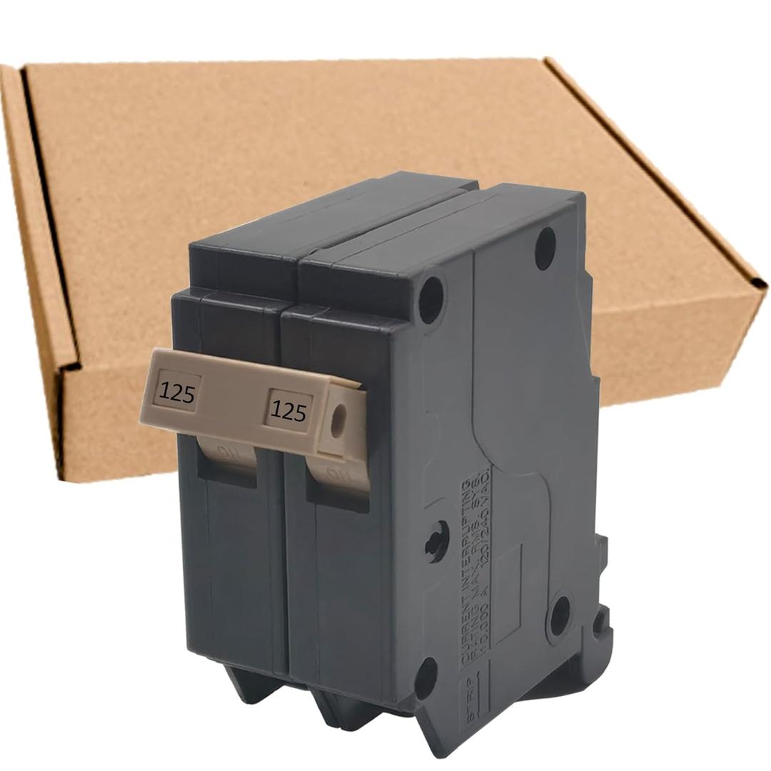 125 Amp 2-Pole Circuit Breaker, 3/4-Inch Plug-in Type Molded Case Circuit Breaker, Compatible with OEM Load Centers, 10KA 120/240V, Thermal Magnetic Protection