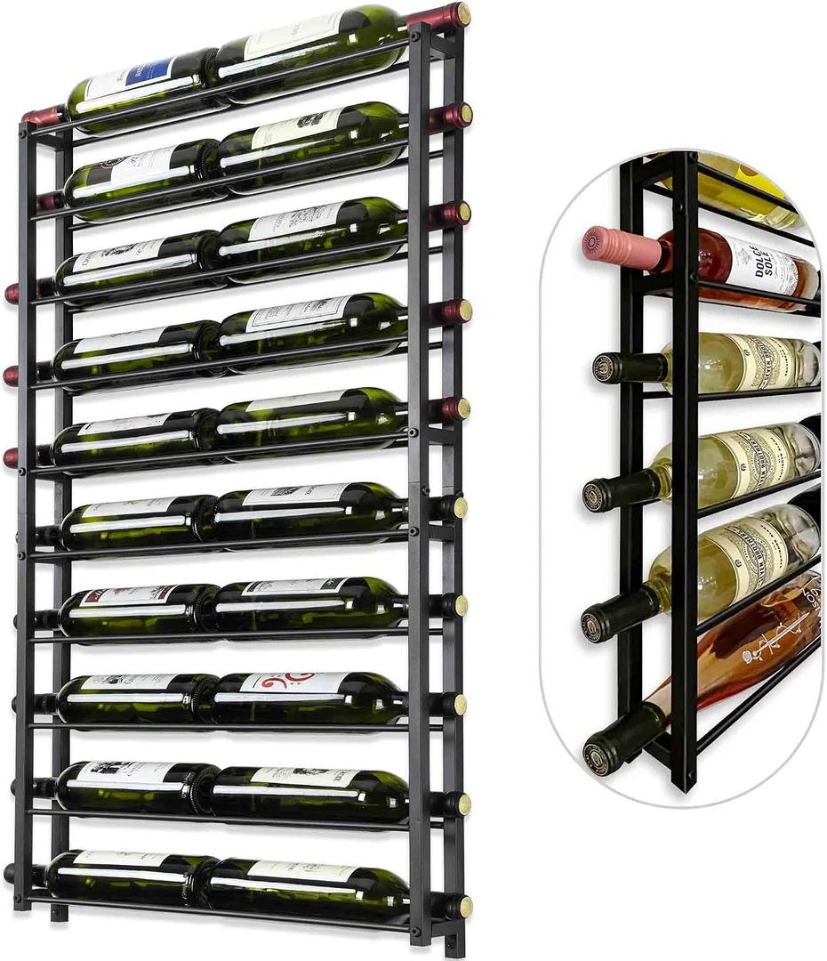 Wine Rack Wall Mounted: 20 Bottles Display Hanging - Large Capacity Wine Storage for Wine Lovers, Bar Operators as Wine Cellar/Bar/Restaurant/Hotel Lobby Display