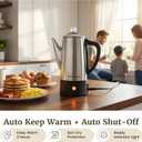 Elite Gourmet 6-Cup Electric Coffee Percolator Stainless Steel, Fast Brewing, Keep Warm with Auto Shut-Off, Clear Brew Progress Knob, Cordless Serving Base, Reusable Filter, 1000W