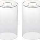 Clear Glass Cylinder Shade, 2 pack, Pendant Lights Shade Fixture Replacement Globes, Replacement Glass Lamp Shade with 1-5/8-inch Fitter, Diameter 4”, Height 6.5"