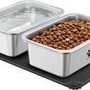URPOWER 2 Pack 1.25 Gallon Large Dog Water Bowl, Thickened Stainless Steel Dog Water & Food Bowls with Non-Slip Mat, Spill-Proof Metal Pet Bowl Set for Medium, Large, X-Large Dogs, Indoor/Outdoor Use