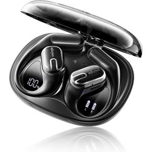 Open Ear Earbuds Bluetooth Headphones Wireless - 80Hrs Playtime Wireless Earbuds with IPX7 Waterproof Touch Control Earphones Sport with 18.2mm Drivers Stereo Sound Bluetooth 5.4 for Running Fitness (Light Black)