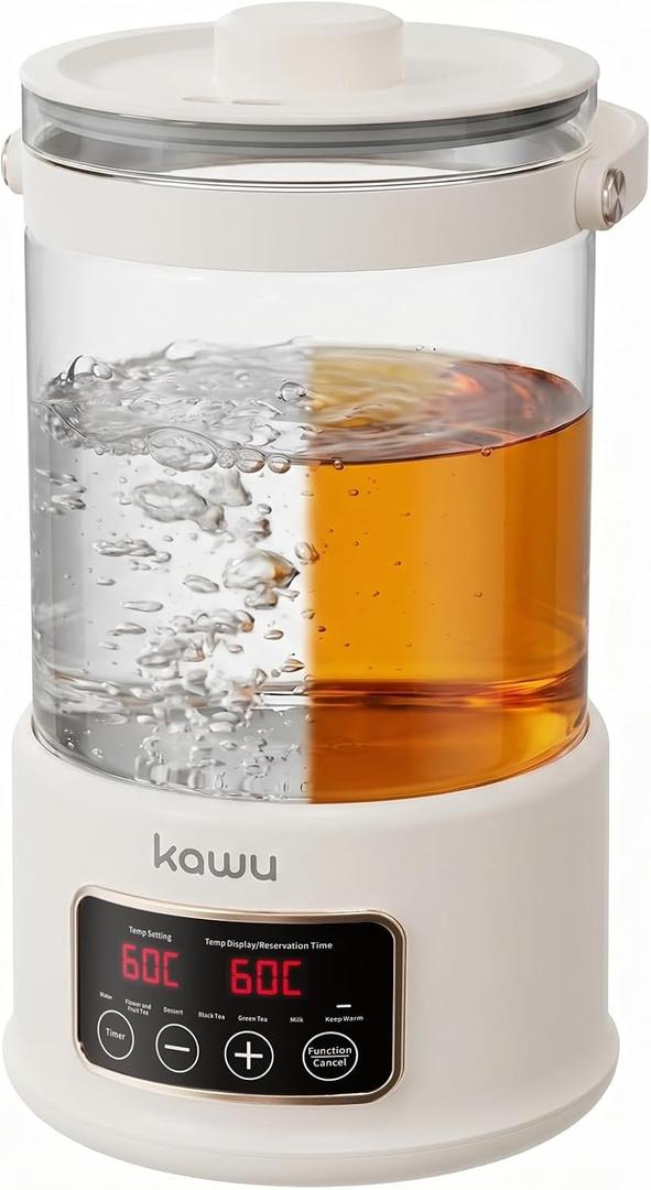 Kawu Electric Kettle, 7-in-1 Hot Water Dispenser Health Pot for Tea Coffee
2.5L Glass Tea Kettle with Temperature Control, 24H Keep Warm, BPA Free, Water Warmer for Home Office Kitchen