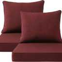 Sunbrella Outdoor Chair Cushions Set, 22" x 22", Set of 2, Water-Repellent, Fade Resistant, Deep Seat Bottom and Back Cushion for Backyard, Couch, Sofa and Patio Furniture, Spectrum Brick (22"x22")