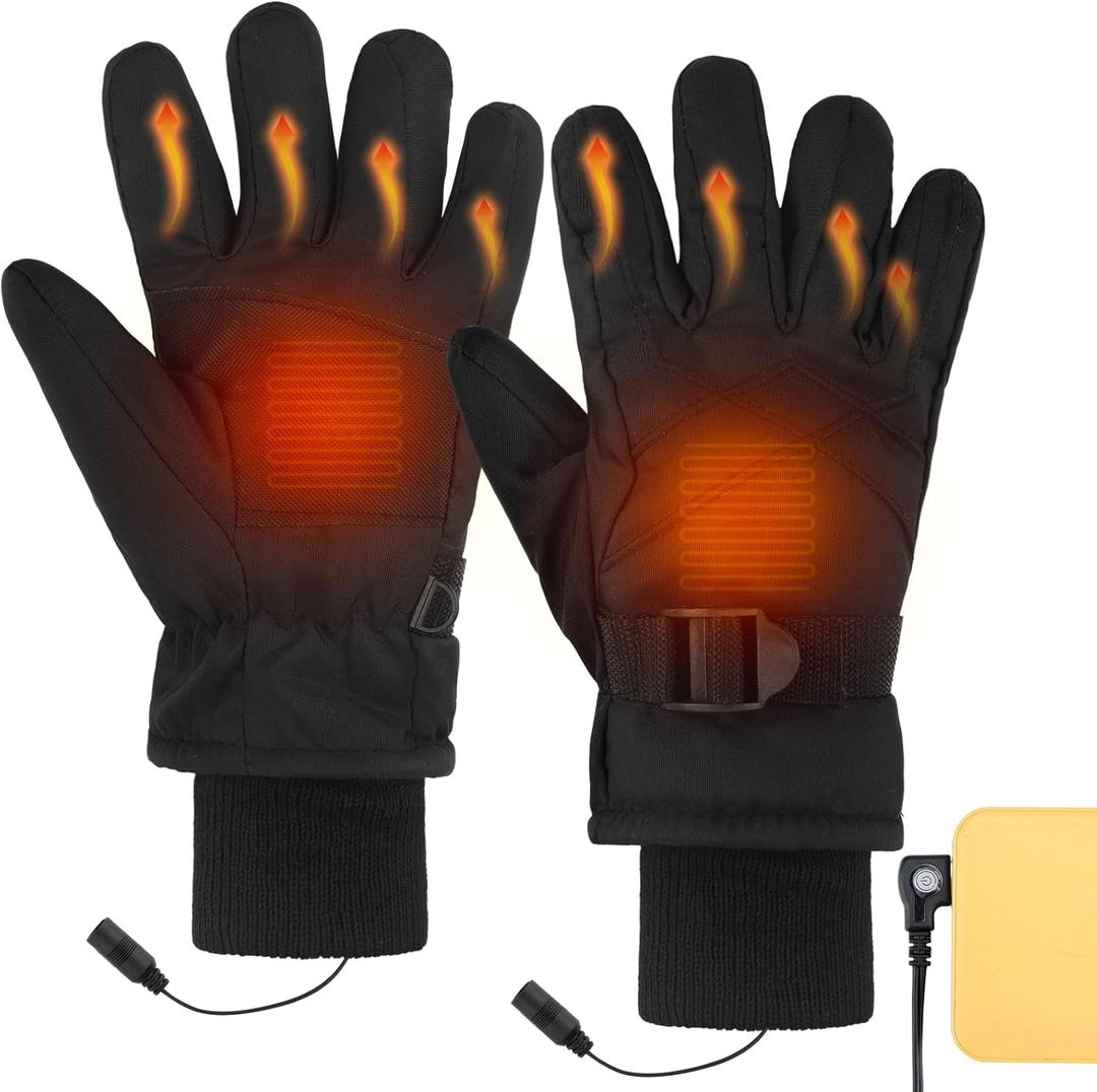 Newcotte USB Heated Gloves Electric Winter for Kids and Baby Snow Ski Waterproof Warm Gloves Boys Cold Weather (9-12 Years, Classic Black)