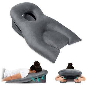 Gliterra Face Down Recovery Pillow for Eye/BBL Surgery - Prone Massage Headrest with Adjustable Airflow, Plush Velvet Cover, Retinal Vitrectomy Equipment (Grey, Large, Removable Base Cover)