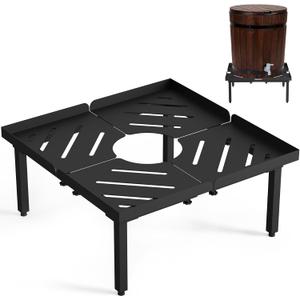 45-100 Gallon Rain Barrel Stand, Length & Width Adjustable Rain Collection Barrel Stand, Heavy-duty Steel Stand for Plastic Outdoor Rain Barrel