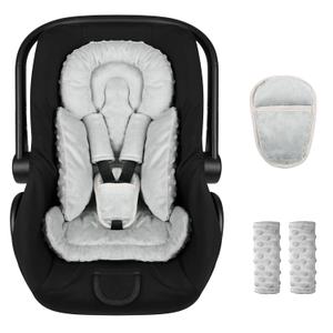 Infant Car Seat Insert Boy Girl, 3 in 1 Newborn Carseat Insert with Strap Pads, Car Seat Head Support for Baby Strollers, Swings, and Bouncers, Comfortable and Machine Washable, Grey