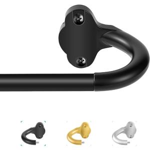 TVWOO Wrap Around Curtain Rods,Black Curtain Rods 48 to 84 Inch,5/8 Inch Adjustable Blackout Curtain Rod Set,Room Darkening Single Window Rod,Metal Thicken Hidden Curved Drapery Rod 48-90",Matte Black