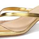 Women's Kitten Heels Sandals Square Open Toe Flip Flop Heels 1.8-2 Inch Heeled Sandals for Women (Gold), 8