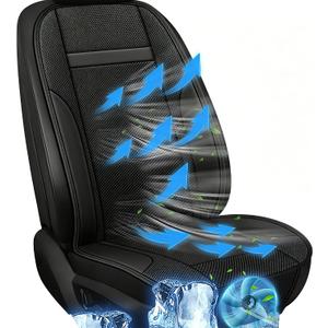 SriGM Cooling Car Seat Cushion 12V Summer Seat Rapid Cooling Seat Cover Breathable Automotive Cooler Pad for Cars Cooling SUV Truck Universal Fit 1 Pack Black (Black seat Cushion and Back Cushion)